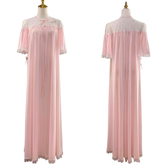 NWT Vintage 90s Coquette Lucie Ann Pastel Pink Nylon Lacy...